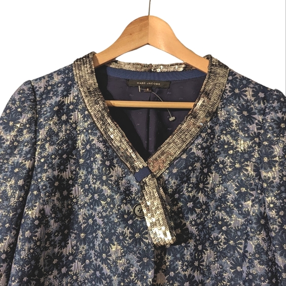 NWOT Marc Jacobs Wool Silk Floral Brocade Jacquard Sequin Print Blazer Jacket 8 - Picture 2 of 16